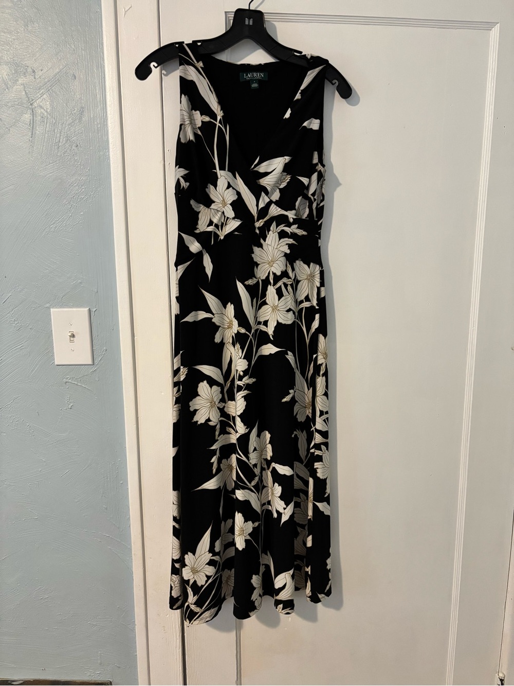 Ralph Lauren Black Maxi Dress with Cream Floral Print